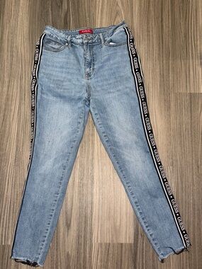 GUESS Light Wash Skinny Jeans with Black Branded Side Tape